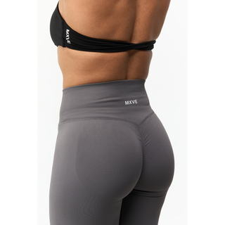 Close-up of Signature Contour Leggings in Charcoal – Soft, stretchy material designed for maximum comfort by MXVE